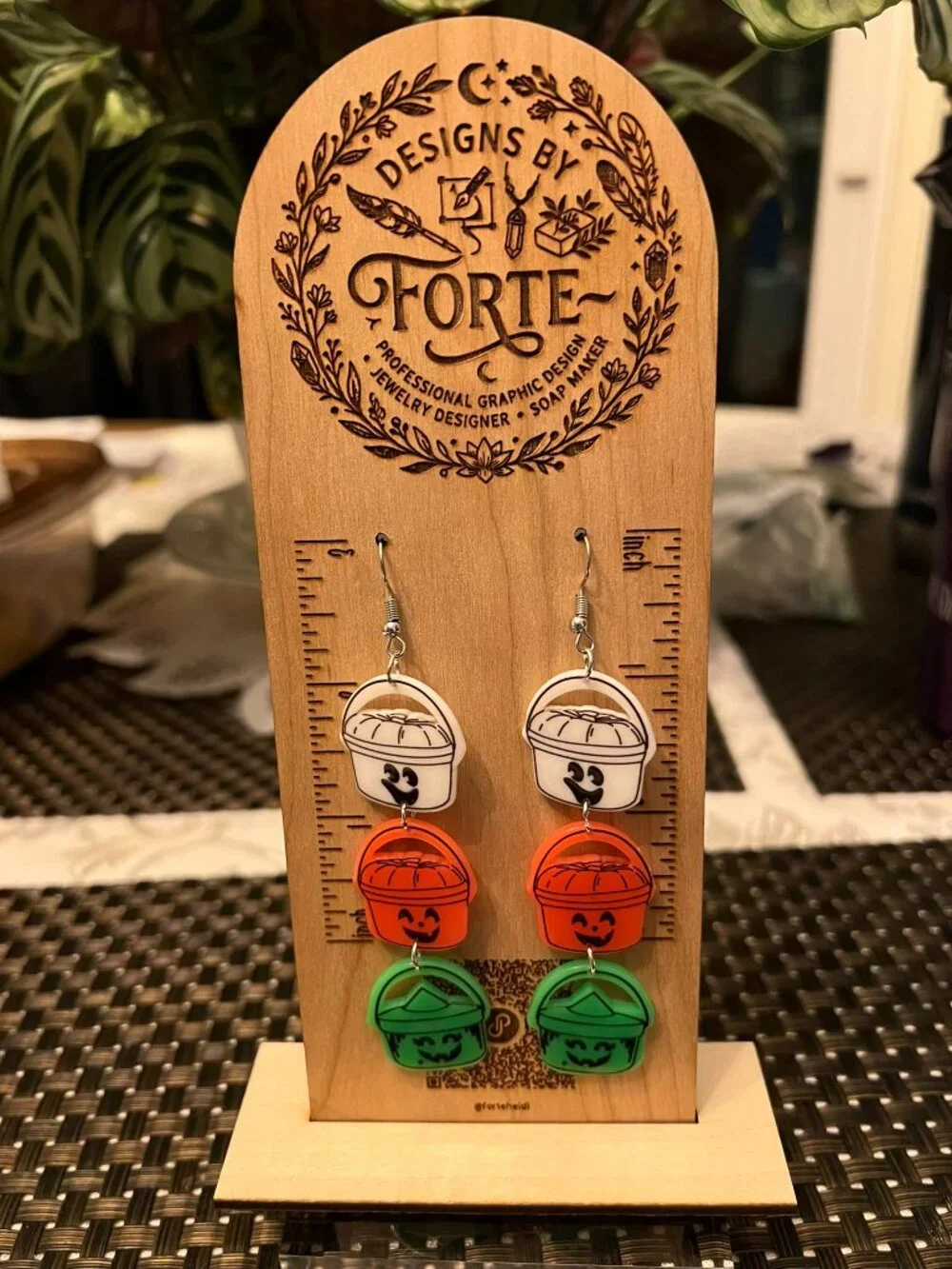 Vintage Style Halloween Boo Buckets Dangle Earrings Spooky Nostalgia